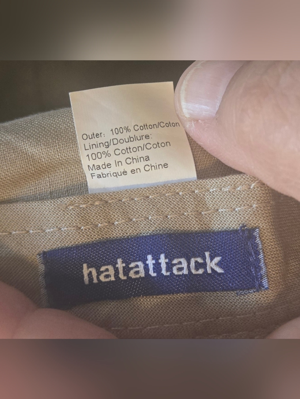 Hat Attack tan cap with navy label - Picture 4 of 6